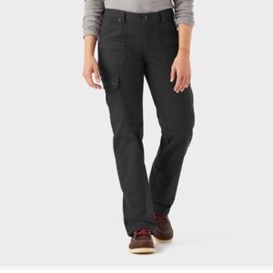 Duluth Trading Co Flex Fire Hose Lined Pants Womens Size 16 Black Canvas Spandex